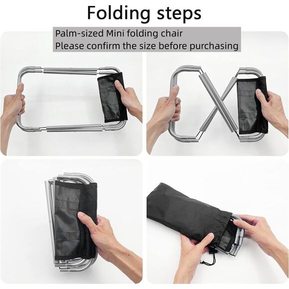 Waiting In-Line Convention Events Mini Folding Stool- Silver - Picture 2 of 5